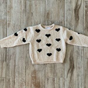 Zara Cream and Black Polka Heart Sweater
